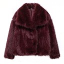 Chaqueta de invierno para mujer de poliéster Abrigo cálido de pelo largo Chaqueta elegante con cuello Ropa de invierno estilosa 14