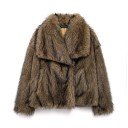 Chaqueta de invierno para mujer de poliéster Abrigo cálido de pelo largo Chaqueta elegante con cuello Ropa de invierno estilosa 16