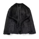 Chaqueta de invierno para mujer de poliéster Abrigo cálido de pelo largo Chaqueta elegante con cuello Ropa de invierno estilosa 8