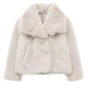 Chaqueta de invierno para mujer de poliéster Abrigo cálido de pelo largo Chaqueta elegante con cuello Ropa de invierno estilosa 1