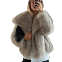 Chaqueta de invierno para mujer de poliéster Abrigo cálido de pelo largo Chaqueta elegante con cuello Ropa de invierno estilosa 6