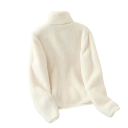 Chaqueta de invierno para mujer de poliéster Chaqueta de felpa cálida con cuello alto Cierre de cremallera Material suave y cálido Ropa de invierno cómoda 2