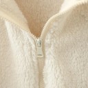 Chaqueta de invierno para mujer de poliéster Chaqueta de felpa cálida con cuello alto Cierre de cremallera Material suave y cálido Ropa de invierno cómoda 3