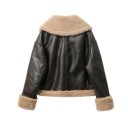 Chaqueta de invierno para mujer marrón oscuro Abrigo cálido con cremallera y cuello de piel Forro elegante abrigo de invierno con bolsillos 2