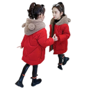 Chaqueta de invierno para niña Cierre con cremallera Bolsillos para manos Capucha con pelaje y orejitas Chaqueta de invierno térmica de un solo color Algodón Poliéster Corte cálido y cómodo 3