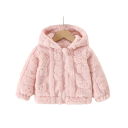 Chaqueta de invierno para niña con cremallera de felpa con capucha y motivo de ositos Abrigo de poliéster cálido para pequeñas damas Ropa de invierno acogedora para el frío 1