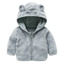 Chaqueta de invierno para niña con cremallera de felpa y capucha con orejas Abrigo cálido de algodón y poliéster para niños Ropa de invierno acogedora para el clima frío 7