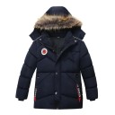 Chaqueta de invierno para niño con capucha y forro de piel Chaqueta acolchada cálida con cremallera y botones Ropa de otoño e invierno Algodón y poliéster 7