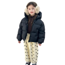 Chaqueta de invierno para niños con capucha Cierre de cremallera y botones Cuello alto Chaqueta cálida de algodón y poliéster con bolsillos Corte cómodo de invierno 6
