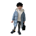 Chaqueta de invierno para niños de un solo color con capucha Cierre de cremallera y botones Prácticas bolsillos Chaqueta cálida de algodón y poliéster para niños Abrigo de invierno cómodo 3