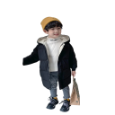 Chaqueta de invierno para niños de un solo color con capucha Cierre de cremallera y botones Prácticas bolsillos Chaqueta cálida de algodón y poliéster para niños Abrigo de invierno cómodo 5