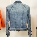 Chaqueta de mezclilla para mujer estilo motero 3