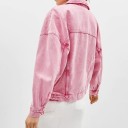 Chaqueta de mezclilla rosa para mujer con efecto mármol 3