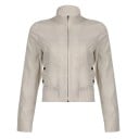 Chaqueta de mujer gris claro con cremallera Cazadora corta con cuello Chaqueta de primavera y otoño Saco elegante a la cintura con puños Estilo 1