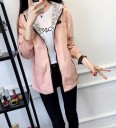 Chaqueta de mujer reversible con capucha para primavera y otoño Lado de un solo color y estampado de cómic Cierre de cremallera 30