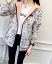 Chaqueta de mujer reversible con capucha para primavera y otoño Lado de un solo color y estampado de cómic Cierre de cremallera 33