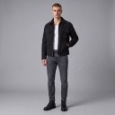 Chaqueta de otoño de ante para hombre con cremallera metálica, cuello de camisa y cuatro bolsillos frontales, corte recto corto 5