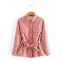 Chaqueta de piel de mujer con ribete 1