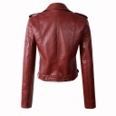 Chaqueta de piel sintética de lujo para mujer - Rojo 1