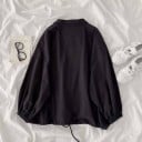 Chaqueta de primavera para mujer de corte suelto con cuello alto Cierre con cremallera bajo tapeta Grandes bolsillos frontales Cordón 4