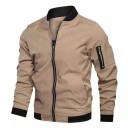 Chaqueta de transición ligera de manga larga para hombre Bolsillo práctico en la manga Cierre de cremallera Bomber de moda Chaqueta elegante para la ciudad 5