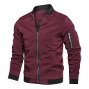 Chaqueta de transición ligera de manga larga para hombre Bolsillo práctico en la manga Cierre de cremallera Bomber de moda Chaqueta elegante para la ciudad 2
