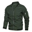 Chaqueta de transición ligera de manga larga para hombre Bolsillo práctico en la manga Cierre de cremallera Bomber de moda Chaqueta elegante para la ciudad 4