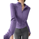 Chaqueta deportiva de mujer con cremallera Corte ajustado Aberturas para pulgares Material de secado rápido Comodidad en el uso Ropa de fitness Entrenamiento 10