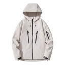 Chaqueta impermeable con capucha y cuello alto con cremallera y bolsillos con cremallera en el pecho y en la manga y dobladillo 10