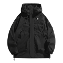 Chaqueta impermeable unisex con capucha y cremallera, con bolsillos, de poliéster resistente, adecuada para la lluvia y el viento, estilosa 2