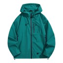 Chaqueta impermeable y a prueba de viento con capucha y cremallera, con tres bolsillos con cremallera y puños y dobladillo ajustables 5