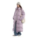 Chaqueta larga de plumas para mujer con cuello alto y cremallera de doble sentido, acolchada, con bolsillos laterales y corte holgado 9