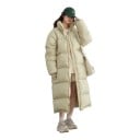 Chaqueta larga de plumas para mujer con cuello alto y cremallera de doble sentido, acolchada, con bolsillos laterales y corte holgado 11