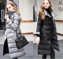 Chaqueta larga de plumas para mujer, reversible 4