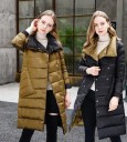 Chaqueta larga de plumas reversible para mujer 11
