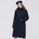 Chaqueta larga para mujer con capucha ajustable Cierre con cremallera y botones a presión Grandes bolsillos con un bolsillo pequeño 4