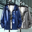 Chaqueta metálica para mujer con capucha Chaqueta brillante con cremallera y puños elásticos y dobladillo ajustable Chaqueta de poliéster 5