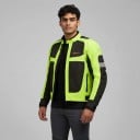 Chaqueta reflectante para moto Unisex Cuello alto y bolsillos con cremallera Mangas y cintura ajustables Poliéster y nylon Amarillo neón y negro 4