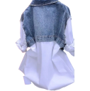 Chaqueta vaquera de doble capa para mujer con camisa blanca, chaleco corto de moda con bolsillos, chaqueta combinada elegante, moda urbana 2