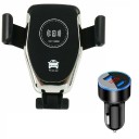 Chargeur sans fil pour voiture 10 W avec support de téléphone pour ventilation Connecteur Micro USB Matériau ABS et polycarbonate Dimensions 4