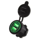 Chargeur USB double pour panneau 12 V Prise étanche IP65 en plastique ABS avec capuchon de protection Sortie 5 V 2,1 A Ports rétroéclairés 4