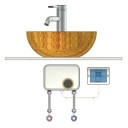 Chauffe-eau électrique instantané 5500 W avec écran numérique et réglage de la température de dimensions 21 x 15 x 5,3 cm en couleur grise 2