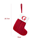 Chaussette de Noël 15 x 25,7 cm Chaussette décorative rouge avec bord blanc et cordon de suspension Lettre G brodée Décoration de Noël 2