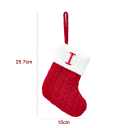 Chaussette de Noël 15 x 25,7 cm Chaussette décorative rouge avec bord blanc et cordon de suspension Lettre I brodée Décoration de Noël 2