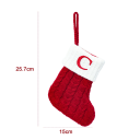 Chaussette de Noël 15 x 25,7 cm Rouge avec bord blanc et corde pour suspendre Lettre C brodée Décoration pour cheminée ou sapin 2