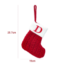 Chaussette de Noël pour cadeaux 15 x 25,7 cm Chaussette décorative rouge avec bord blanc et cordon de suspension avec lettre brodée D 2