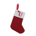Chaussettes de Noël avec lettres Chaussettes tricotées rouges avec initiale Décorations suspendues de Noël Chaussettes pour cadeaux Chaussettes suspendues de Noël 20 x 10 cm 21