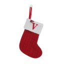 Chaussettes de Noël avec lettres Chaussettes tricotées rouges avec initiale Décorations suspendues de Noël Chaussettes pour cadeaux Chaussettes suspendues de Noël 20 x 10 cm 22