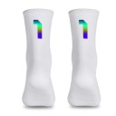 Chaussettes de sport compressives blanches professionnelles unisexes EU 39-46 réfléchissantes en nylon respirantes hautes jusqu'aux genoux 2