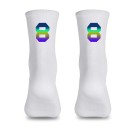 Chaussettes de sport compressives blanches professionnelles unisexes EU 39-46 réfléchissantes en nylon respirantes hautes jusqu'aux genoux 9